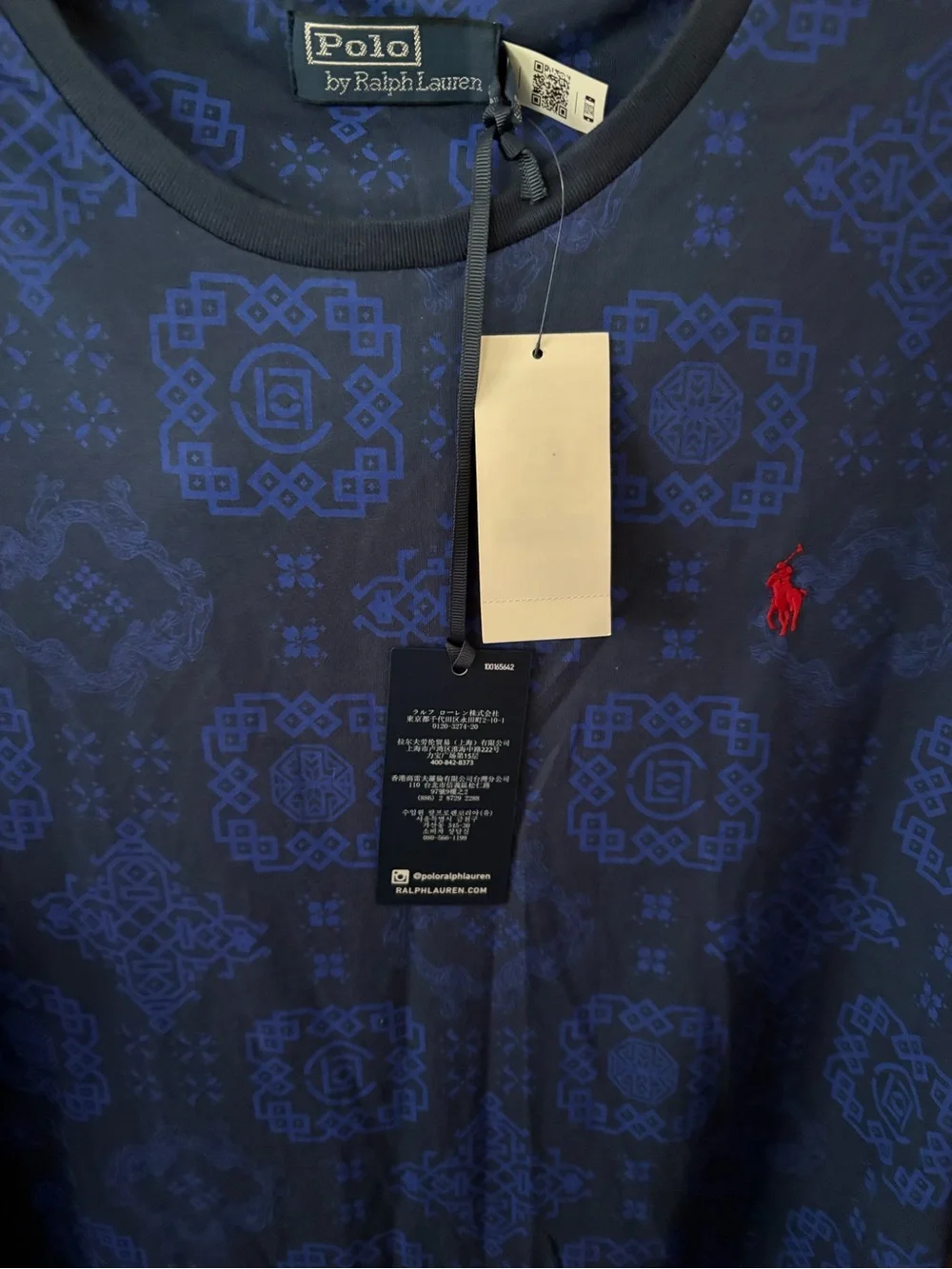 NEW POLO RALPH LAUREN x CLOT sz XL Navy Blue Logo Print Short Sleeve Tshirt Tee